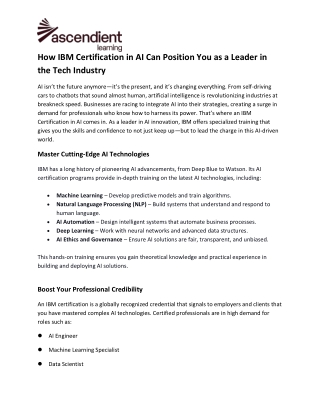 how ibm certification in ai can position