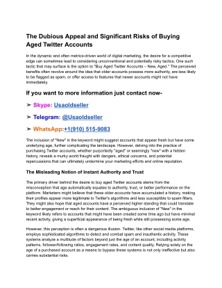 The Dubious Appeal and Significant Risks of Buying Aged Twitter Accounts
