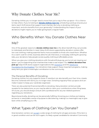 Why Donate Clothes Near Me_