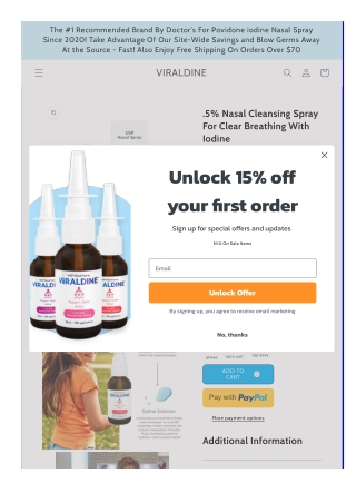 0.5% Nasal Cleansing Spray For Clear Breathing With Iodine