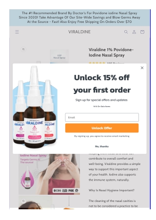 Viraldine 1% Antiviral Povidone-Iodine Nasal Spray - With No Harmful Microplasti