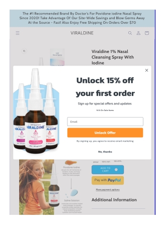 Viraldine 1% Nasal Cleansing Spray With Iodine