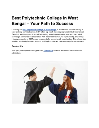 best polytechnic college in west bengal your path