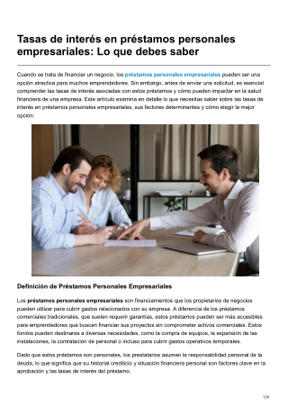 Tasas de interés en préstamos personales empresariales Lo que debes saber