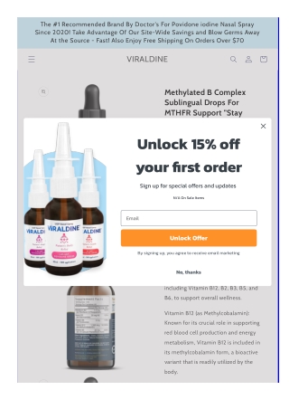 Methylated B Complex Sublingual Drops For MTHFR Support "Stay Healthy"