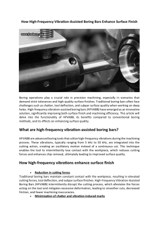 How High-Frequency Vibration-Assisted Boring Bars Enhance Surface Finish