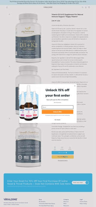Vitamin D3 & K2 Supplement For Natural Immune Support "Happy Vitamin"