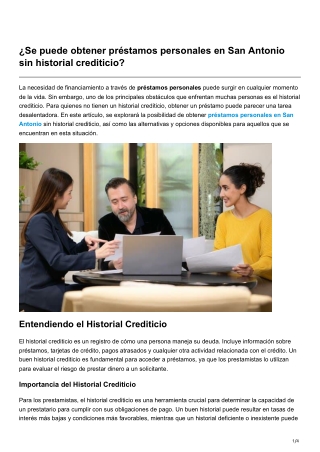 ¿Se puede obtener préstamos personales en San Antonio sin historial crediticio