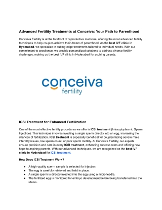 advanced fertility treatments at conceiva your