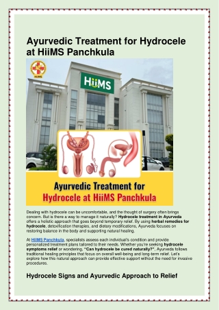 Ayurvedic Treatment for Hydrocele at HiiMS Panchkula