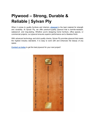 plywood strong durable reliable sylvan ply
