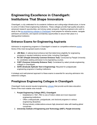 engineering excellence in chandigarh institutions