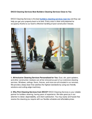 EKCO Cleaning Services Best Builders Cleaning Services Close to You