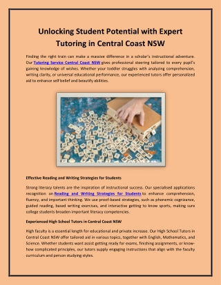 Unlocking Student Potential with Expert Tutoring in Central Coast NSW