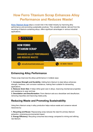 how ferro titanium scrap enhances alloy