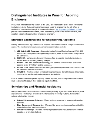 distinguished institutes in pune for aspiring