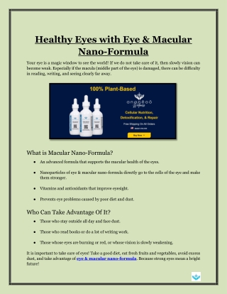 Healthy Eyes with Eye & Macular Nano-Formula