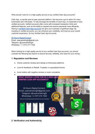 What should high-quality service to buy verified Cash App accounts?