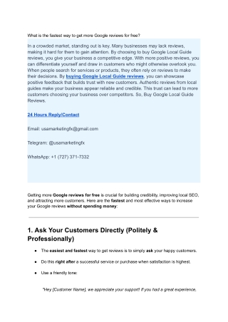 What is the fastest way to get more Google reviews for free?