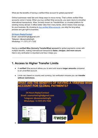 What are the benefits of having a verified Wise account for global payments?