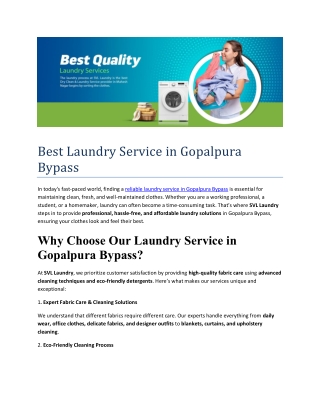 best laundry service in gopalpura bypass