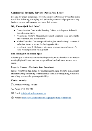 Commercial Property Services