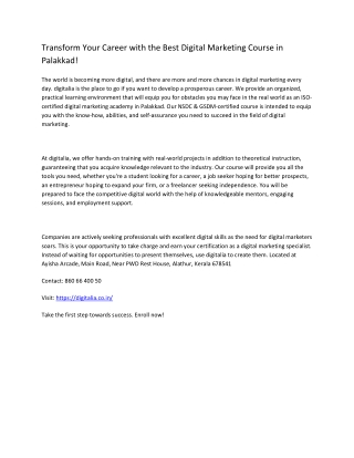 Best Digital Marketing Course in Palakkad
