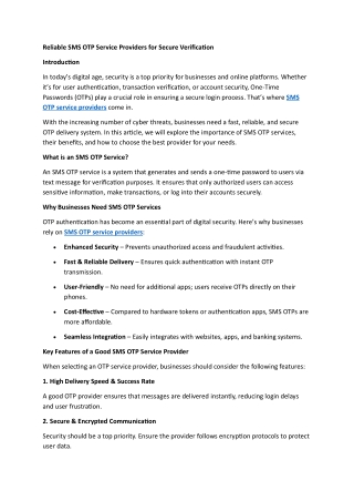reliable sms otp service providers for secure