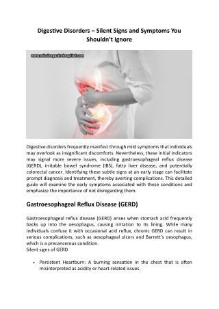Digestive Disorders – Silent Signs And Symptoms You Shouldn’t Ignore