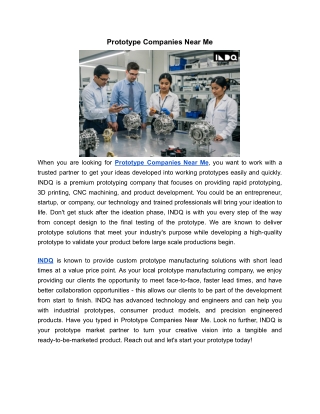 Prototype Companies Near Me | INDQ