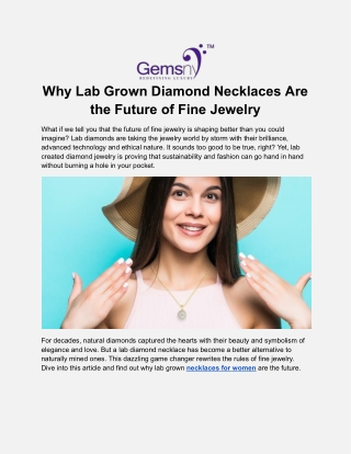 Why Lab Grown Diamond Necklaces Are the Future of Fine Jewelry