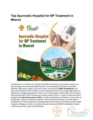 Ayurvedic Hospital for BP Treatment in Meerut