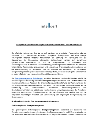 Energiemanagement Schulungen: Steigerung der Effizienz und Nachhaltigkeit