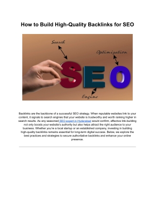 how to build high quality backlinks for seo