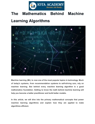 the mathematics behind machine