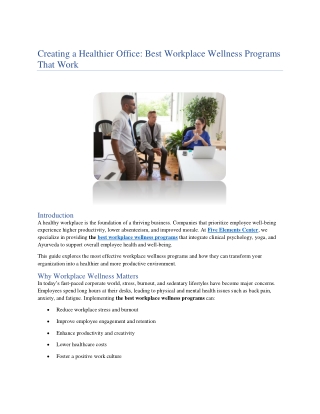 creating a healthier office best workplace