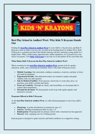 Best Play School in Andheri West
