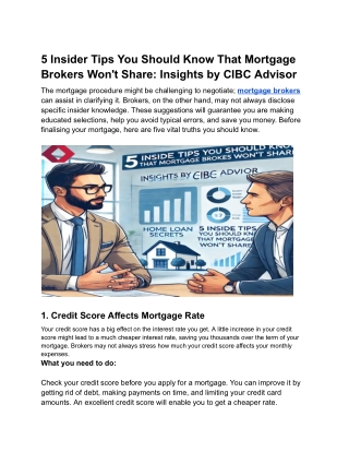 5 Insider Secrets Mortgage Brokers Won't Share with You- CIBC Advisor