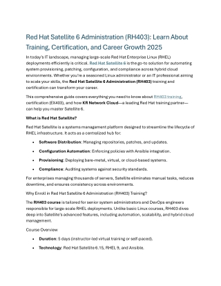 Red Hat Satellite 6 Administration (RH403)
