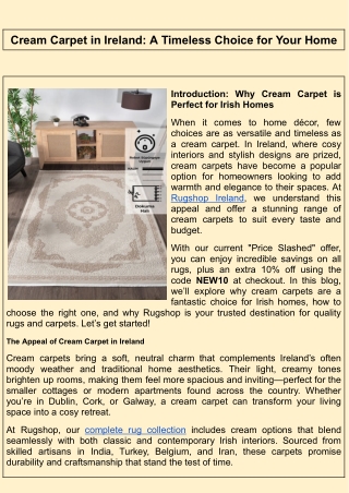 Cream Carpet in Ireland: A Timeless Choice for Your Home