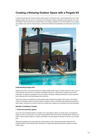 creating a relaxing outdoor space with a pergola