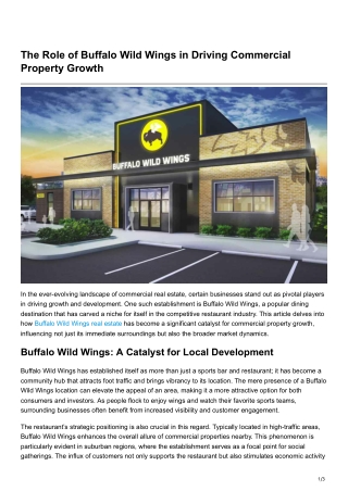 The Role of Buffalo Wild Wings in Driving Commercial Property Growth