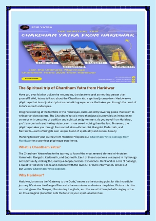 The Spiritual trip of Chardham Yatra from Haridwar