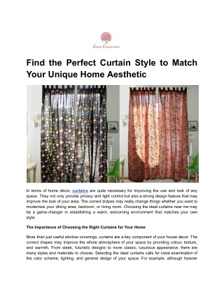 Find the Perfect Curtain style to Match Your Unique Home Aesthetic