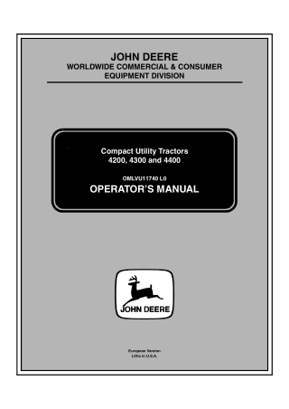 John Deere 4200 Compact Utility Tractors Operator’s Manual Instant Download (Publication No.OMLVU11740)