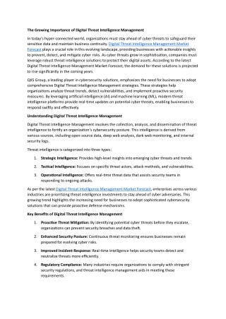 The Growing Importance of Digital Threat Intelligence Management