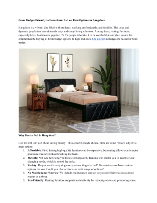 From Budget-Friendly to Luxurious_ Bed on Rent Options in Bangalore