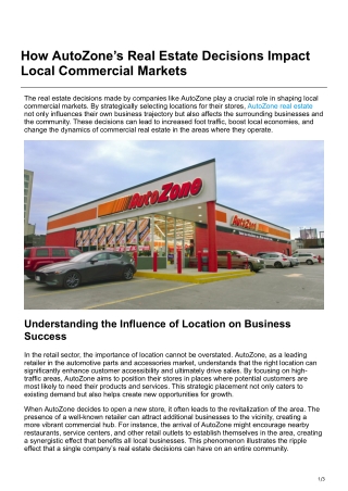How AutoZone’s Real Estate Decisions Impact Local Commercial Markets