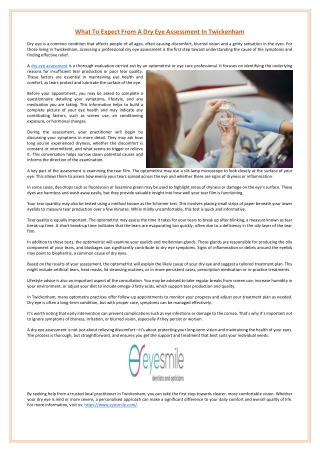 What To Expect From A Dry Eye Assessment In Twickenham