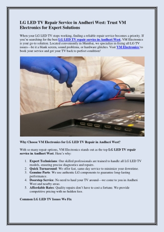 LG LED TV Repair Service in Andheri West